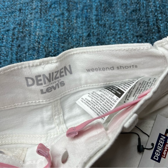 Levi's Denizen White Weekend Denim Shorts Adjustable Waist - Picture 3 of 7